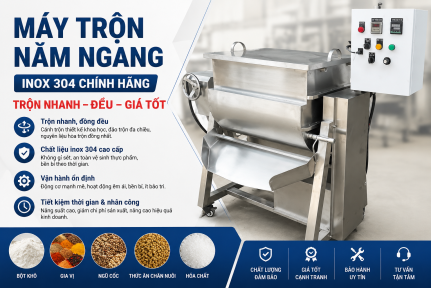Máy Trộn Nằm Ngang Inox 304 Chính Hãng – Trộn Nhanh, Đều, Giá Tốt