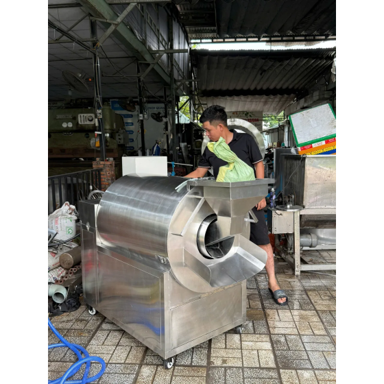Máy rang hạt 20kg inox cho cơ sở sản xuất vừa