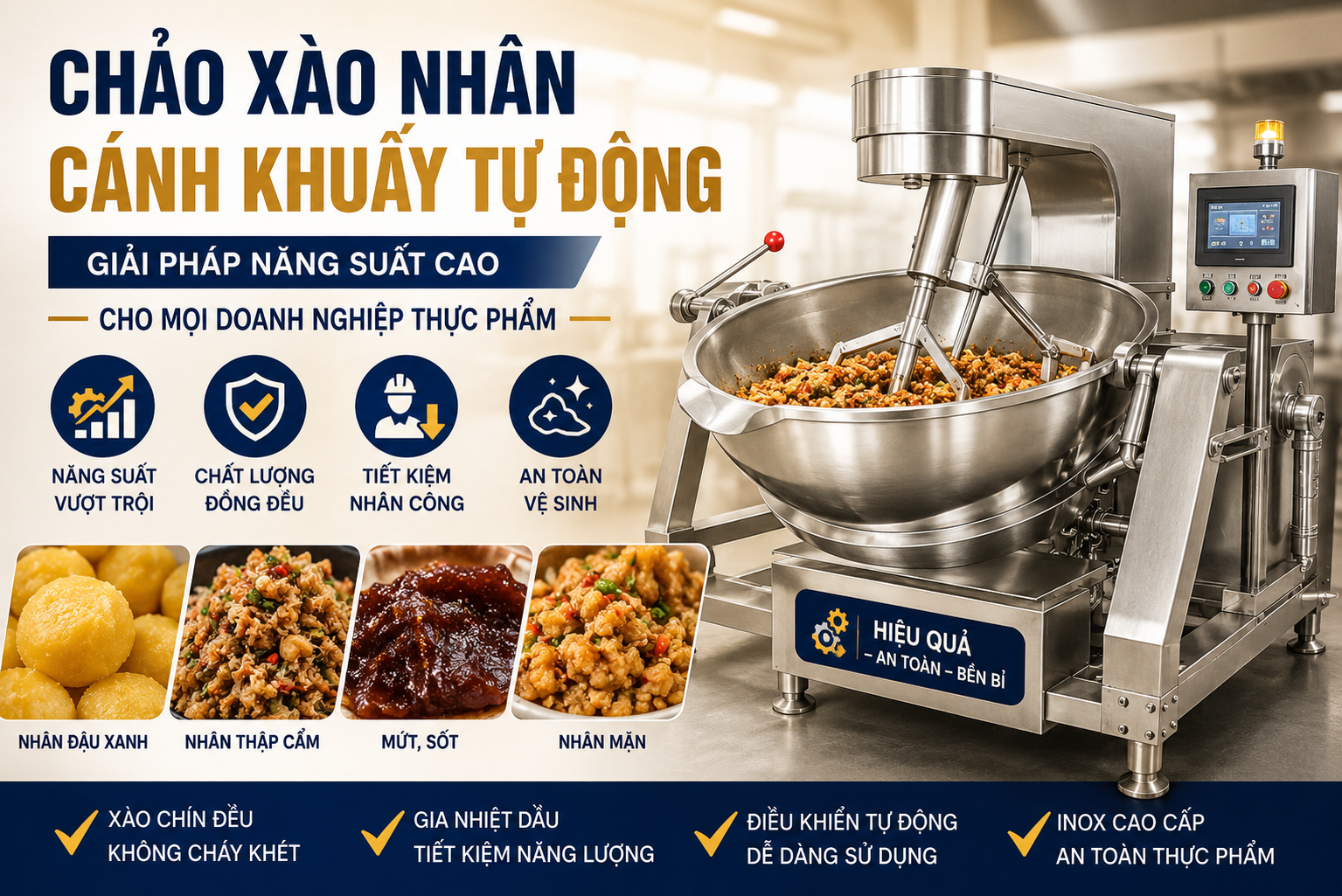 Chảo xào nhân cánh khuấy tự động