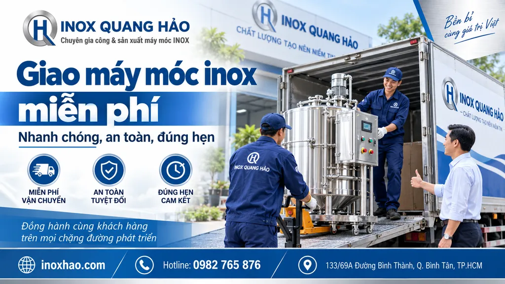 Inox Quang Hảo giao máy móc inox miễn phí cho khách hàng