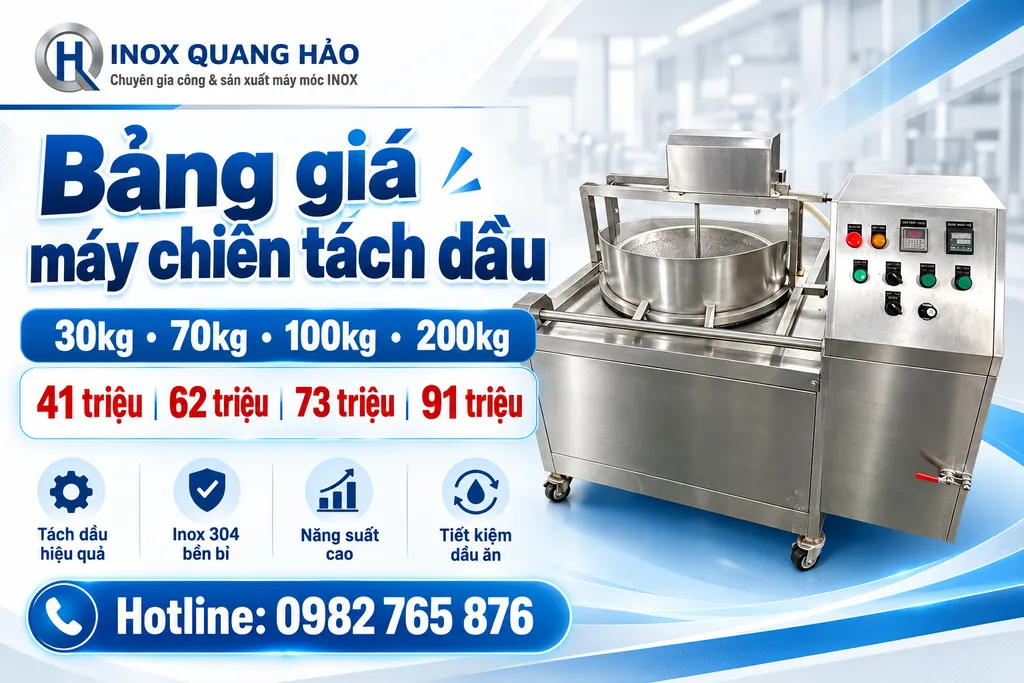 Bảng giá máy chiên tách dầu 30kg–200kg