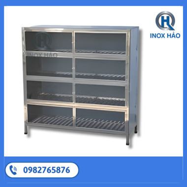 Tủ Chén Dĩa Inox Có Cửa Kính